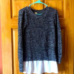 American Eagle sweater with fake white under shirt poking out at bottom